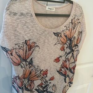 Ginger G Floral Lg Blouse in Cream and Orange